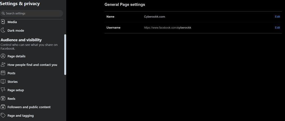 General Page settings